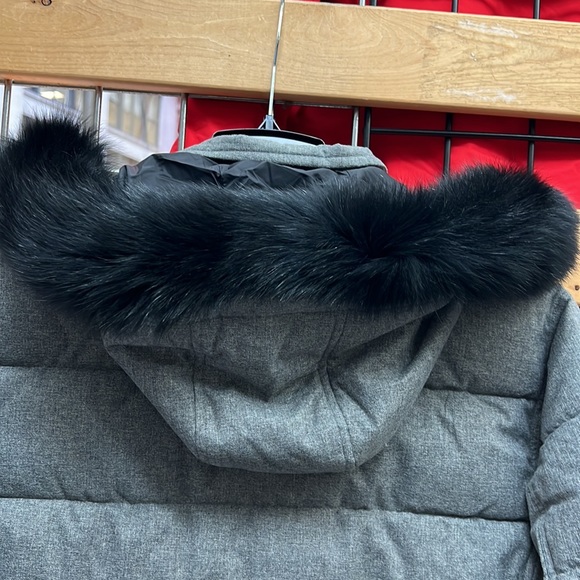 NWT,tahari mens real fur top puffer jacket light grey - Picture 8 of 17